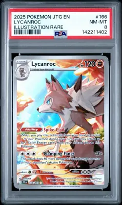 2025 POKEMON JTG EN-JOURNEY TOGETHER ILLUSTRATION RARE #166 LYCANROC PSA 8 - Image 1