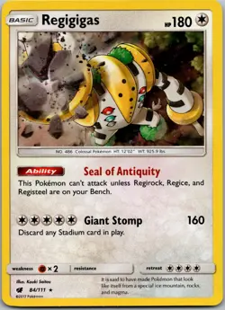 POKEMON REGIGIGAS 84/111 HOLO RARE CRIMSON INVASION - Image 1