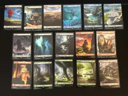 Magic Final Fantasy FOIL Basic Lands Complete Set of 16 - Full Art Land MTG NM - Image 1