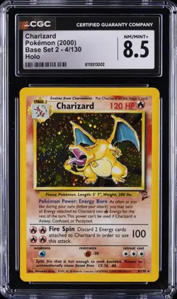 2000 POKEMON BASE SET 2 RARE #4 CHARIZARD HOLO CGC 8.5 - Image 1
