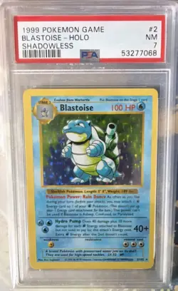 1999 Blastoise #2 Shadowless Base Set Holo Rare PSA 7 Pokemon TCG - Image 1