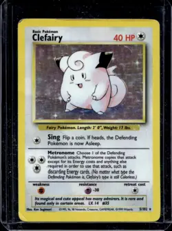 1999 Pokemon Unlimited Clefairy Rare Holo #5/102 - Image 1