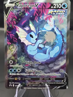 Pokemon TCG Vaporeon V Full Art Holo Promo SWSH181 210 HP Sword & Shield English - Image 1