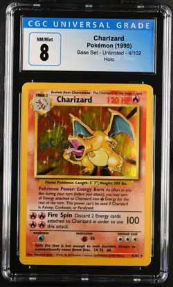 Charizard Base Set Unlimited 4 /102 CGC 8 Holo Rare 1999 Pokemon TCG - Image 1