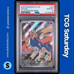 2025 POKEMON PHANTASMAL FLAMES #100/094 ZACIAN ILLUSTRATION RARE PSA 10 - Image 1