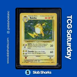 1999 POKEMON UNLIMITED #14/102 RAICHU SET RARE HOLO - Image 1