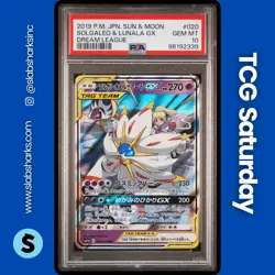 2019 POKEMON JP SUN & MOON DREAM LEAGUE #020/049 SOLGALEO LUNALA TAG TEAM PSA 10 - Image 1