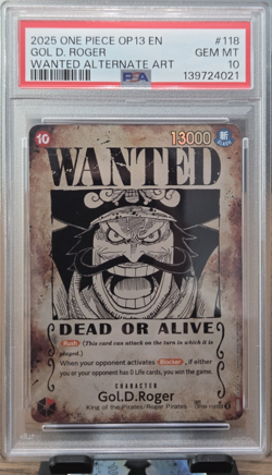 One Piece PSA 10 Gol D. Roger SP Wanted Poster Foil Secret Rare OP09-118 Eng - Image 1