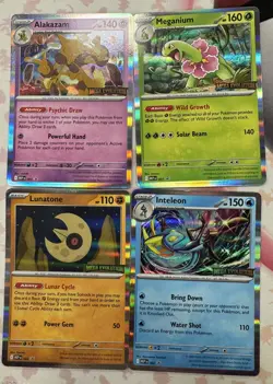 Mega Evolution Prerelease Pokemon Promo set Meganium Inteleon Alakazam Lunatone - Image 1