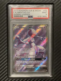 2017 PSA 9 Mewtwo GX #72 Full Art FA Pokemon TCG Sun & Moon Shining Legends - Image 1