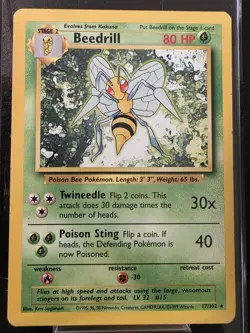 Beedrill 17/102 Base Set Pokemon Card - LP - Image 1