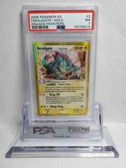 2006 Pokemon Feraligatr Holo EX Dragon Frontiers 2/101 PSA 7 NM Delta Species - Image 1