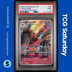 2025 POKEMON BLACK BOLT #127/086 CONKELDURR ILLUSTRATION RARE PSA 9 - Image 1
