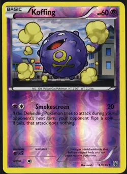 Koffing 57/135 Reverse Holo Uncommon Plasma Storm Pokemon Moderately Played - Image 1