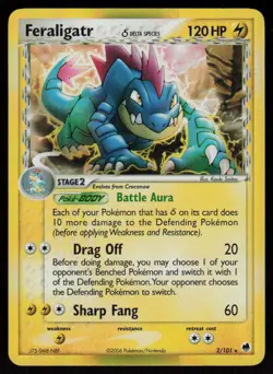 Feraligatr 2/101 Rare Dragon Frontiers Pokemon Holo Moderately Played - Image 1