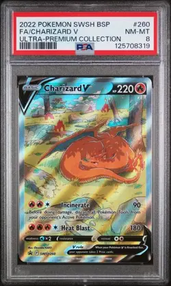 Pokemon SWSH260 Ultra Premium Collection FA Charizard V Black Star Promo PSA 8 - Image 1