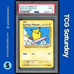 2016 POKEMON XY EVOLUTIONS #111/108 SURFING PIKACHU PSA 9 - Image 1