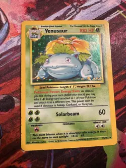 LP Pokemon Card Venusaur 15/102 Base Set Unlimited 1999 WOTC Holo Rare - Image 1