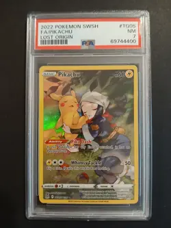 2022 Pokemon Lost Origin Pikachu #TG05 PSA 7 Trainer Gallery Holo SWSH Card - Image 1