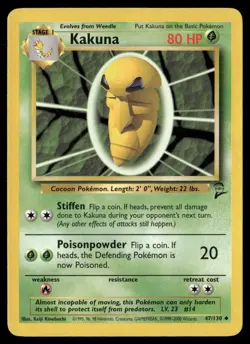 Kakuna 47/130 Uncommon Base Set 2 Pokemon Lightly Played - Image 1