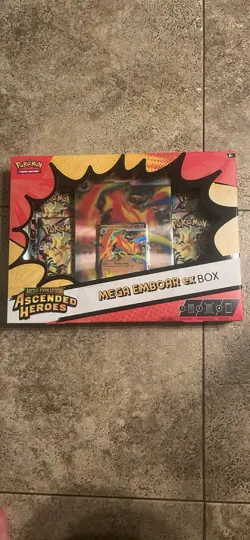 Pokemon TCG Mega Evolution Ascended Heroes Mega Emboar ex Box Promo Booster - Image 1