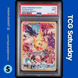 2023 POKEMON SWORD & SHIELD CROWN ZENITH #160/159 PIKACHU SECRET RARE PSA 9 - Image 1