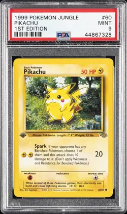 1999 POKEMON JUNGLE 1ST EDITION #60 PIKACHU PSA 9 - Image 1