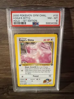 Koga's Ditto 10/132 Gym Challenge 1st Edition Holo Rare Pokemon - PSA 8 NM - MT - Image 1