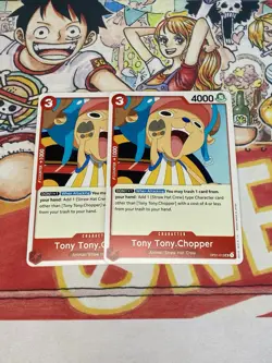 2x LP Tony Tony Chopper One Piece OP01-015 Pre Errata ROMANCE DAWN English UC - Image 1