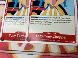 2x LP Tony Tony Chopper One Piece OP01-015 Pre Errata ROMANCE DAWN English UC - Image 2