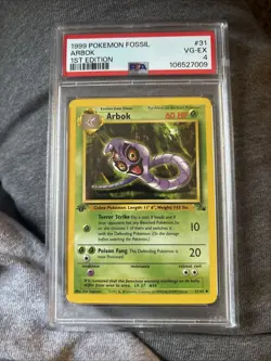 1999 Pokemon TCG Arbok Fossil Card 1st Edition Uncommon Card 31/62 PSA 4 - Image 1