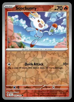 Scorbunny 26/142 Pokemon Card Stellar Crown Common 70 HP Rev Holo LP LC - Image 1