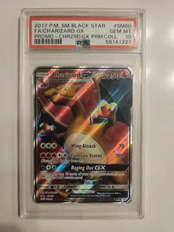 2017 POKEMON SM BLACK STAR PROMO #SM60 FULL ART/CHARIZARD GX PSA 10 - Image 1