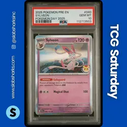 2025 POKEMON PRISMATIC EVOLUTIONS 2025 POKEMON DAY STAMP #040/131 SYLVEON PSA 10 - Image 1