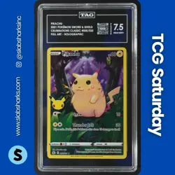 2021 POKEMON SWORD & SHIELD CELEBRATIONS #005/025 PIKACHU HOLO TAG 7.5 - Image 1