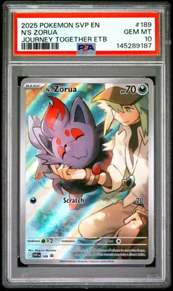 2025 POKEMON SVP EN-SV BLACK STAR PROMO #189 N'S ZORUA PSA 10 - Image 1