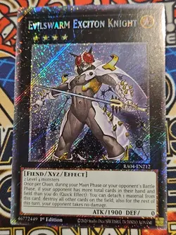 In Hand YUGIOH x1 RA04-EN212 EVILSWARM EXCITON KNIGHT PLATINUM SECRET RARE 1st - Image 1