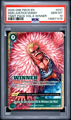 2025 ONE PIECE TOURNAMENT PACK VOL.4 037 WHICHEVER SIDE WINS!! WINNER PSA 10 - Image 1