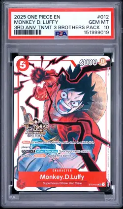2025 One Piece Monkey D. Luffy #012 3rd Anniv Winner 3 Brothers PSA 10🔥🔥 - Image 1