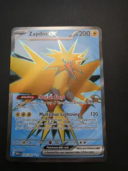Pokemon TCG Zapdos EX Full Art Ultra Rare Holo Card 192/165 Scarlet & Violet 151 - Image 1
