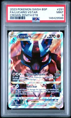 2023 POKEMON SWSH CROWN ZENITH ELITE TRAINER BOX FULL ART/LUCARIO VSTAR PSA 9 - Image 1