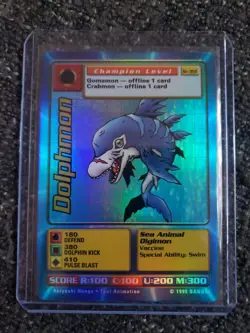 Vintage Digimon CCG Battle Series 1 Holo Card Dolphmon ST-35S - Image 1