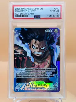 One Piece CCG Monkey.D.Luffy OP11-040 Leader English PSA 10 Gem Mint - Image 1