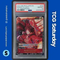 2023 ONE PIECE OP05 EN #ST01-012 MONKEY D. LUFFY 1ST ANNIVERSARY PSA 10 - Image 1