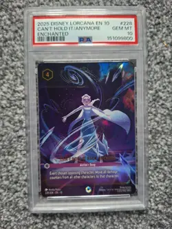 2025 DISNEY LORCANA EN 10 Elsa Enchanted CAN'T HOLD IT BACK ANYMORE PSA 10 Gem - Image 1