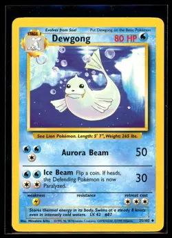 1999 Classic - Base Set Dewgong Stage 1/Uncommon #25 Pokemon Card - Image 1