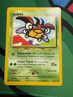 Pokemon TCG Ledyba Neo Genesis Card 63/111 Unlimited Common LP - Image 1