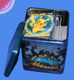 Mixed LOT of 400 POKEMON TRADING CARDS 2019-2026 Uncommon Rare with Stacking Tin - Image 1