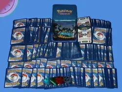 Mixed LOT of 400 POKEMON TRADING CARDS 2019-2026 Uncommon Rare with Stacking Tin - Image 4