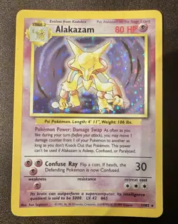Alakazam 9/130 Base Set Unlimited Holo Rare Pokemon Card LP! - Image 1